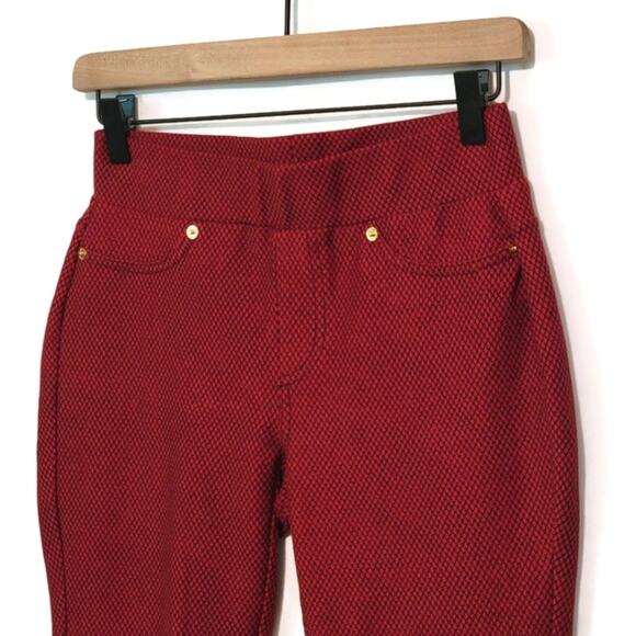 Michael Kors Red Black Diamond Print Skinny Jeggings Mid Rise XS Casual - Picture 8 of 8